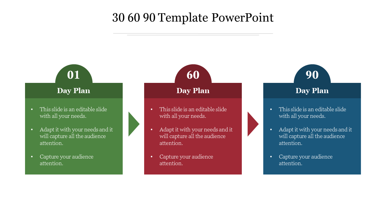 Free - Best Multicolor 30 60 90 Template PowerPoint Template